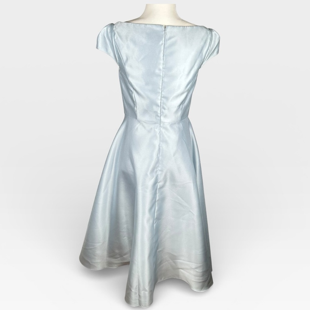 Alfred Sung Wedding Formal Fit & Flare Mist Blue Satin D798 Sz 4 NWT - Picture 4 of 8